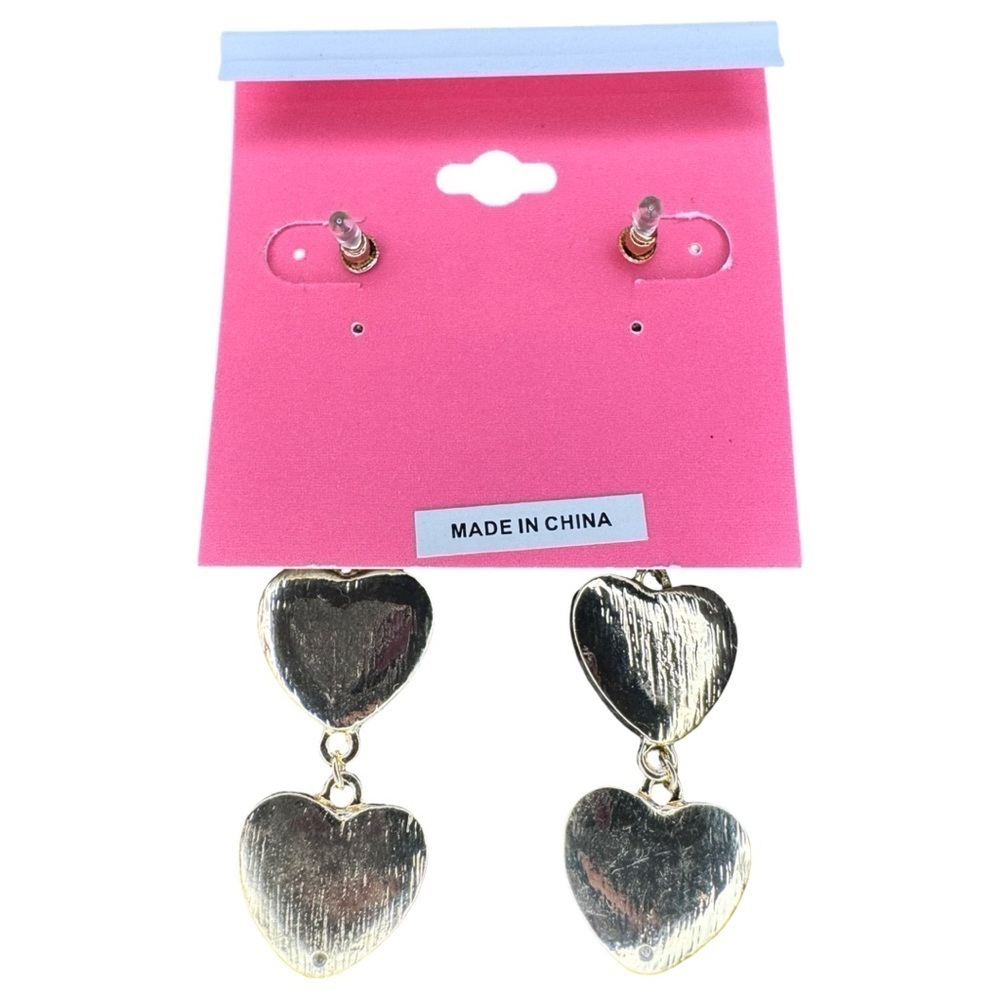 Isaac Mizhari Linear Heart drop gold/multi earrings - Picture 4 of 5